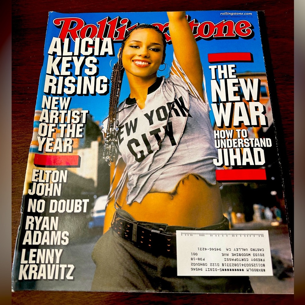 Alicia Keys Rising “New Artist of the Year” NOVEMBER 2001 ROLLING STONE MAGAZINE